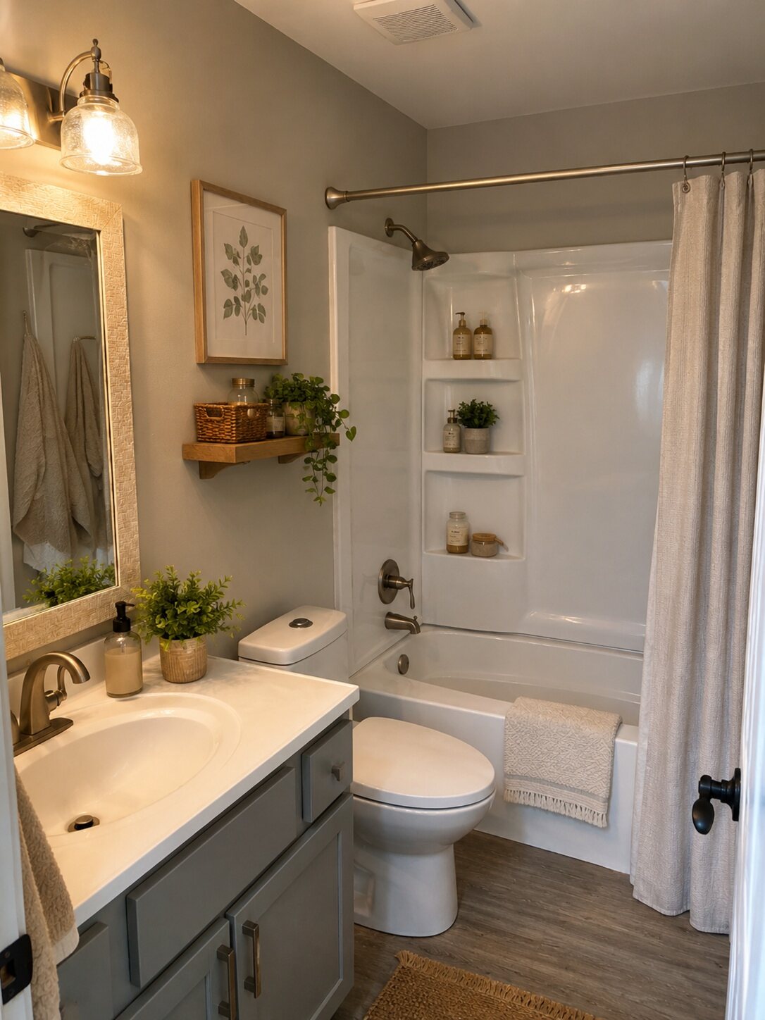 Bathroom shower at The Grove apartments