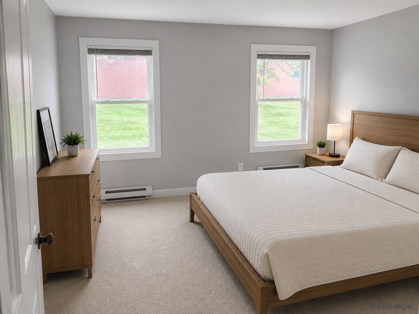 Bedroom at The Grove apartments, virtually staged