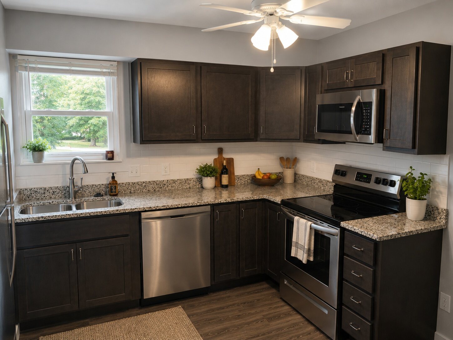 Renovated kitchen at The Grove apartments