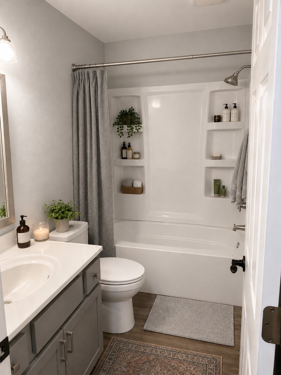 Bathroom shower at The Trail apartments