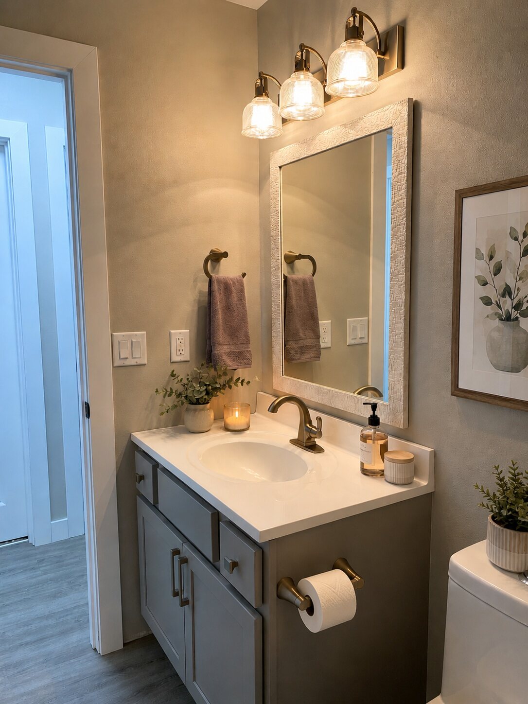 Bathroom vanity at The Trail apartments