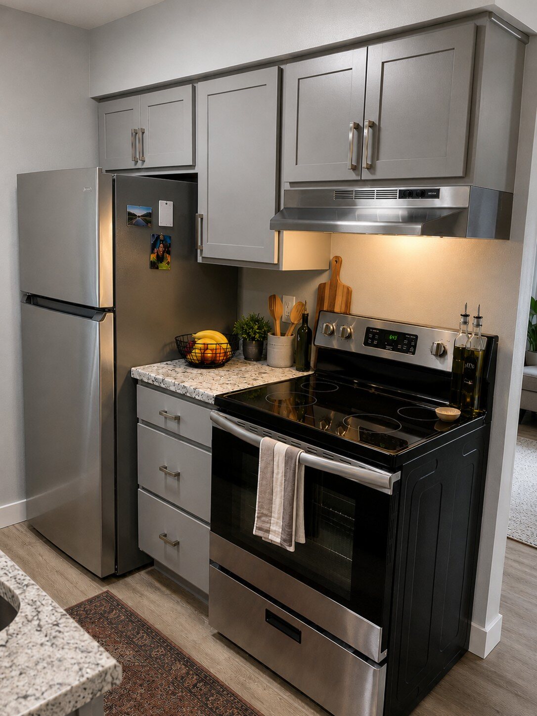 Renovated kitchen at The Trail apartments